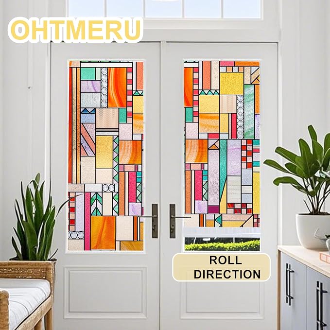 3D Stained Glass Window Privacy Film, Heat Control UV Blocking Static Cling - Image 7