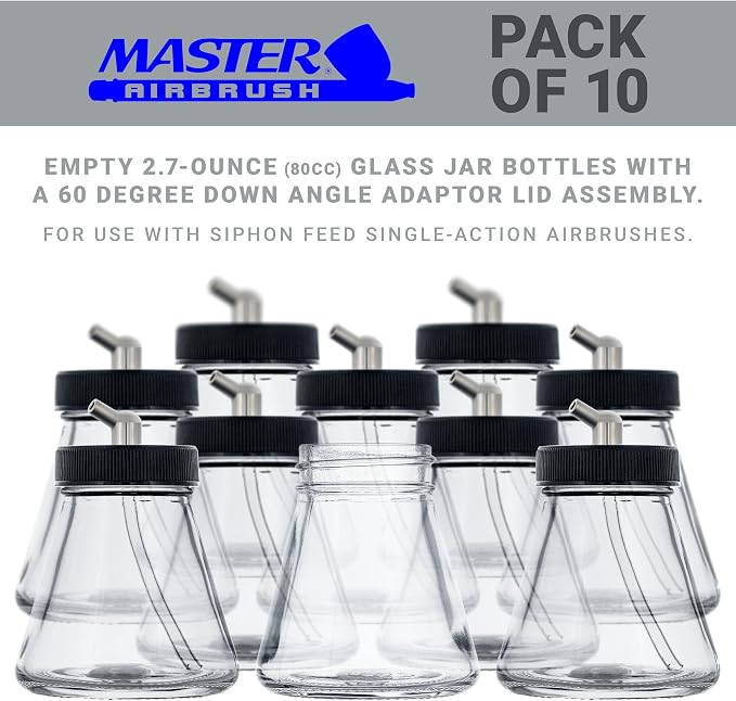Master Airbrush TB-004 Empty 2.7-Ounce Glass Jar Bottles - Image 2