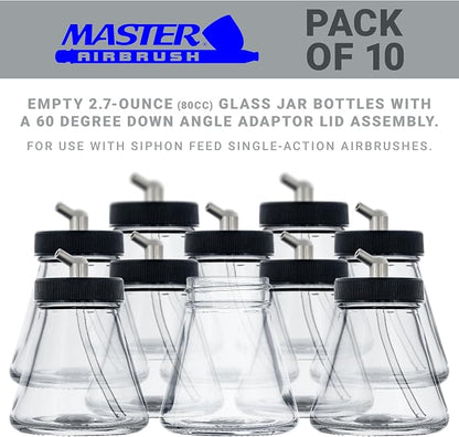 Master Airbrush TB-004 Empty 2.7-Ounce Glass Jar Bottles - Image 2