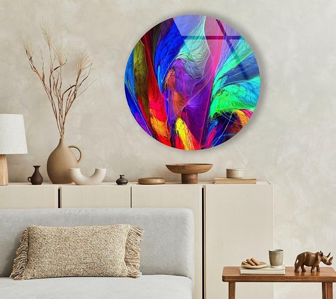 My Photostation.com 31.5'' Diameter Neon Colors Abstract Round Glass Wall Art - Image 5