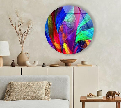 My Photostation.com 31.5'' Diameter Neon Colors Abstract Round Glass Wall Art - Image 5