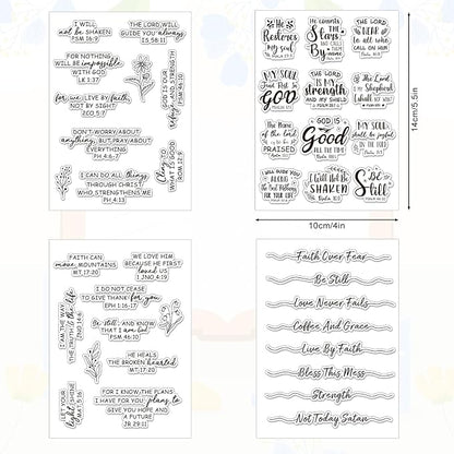Whaline 4 Sheet Bible Verse Words Clear Stamps Christian God Jesus Silicone - Image 2