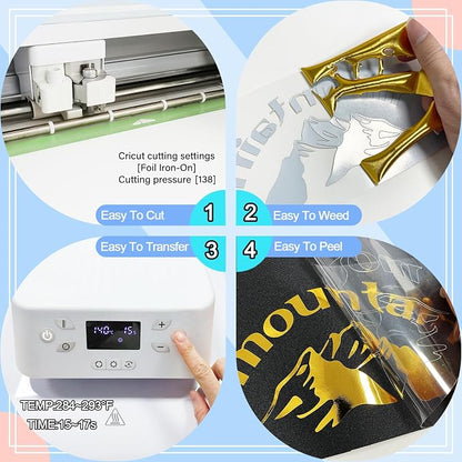 ROFISUESheet MetallicFoil HeatTransferVinyl12Inch*6Ft BundleChrome HTV - Image 5