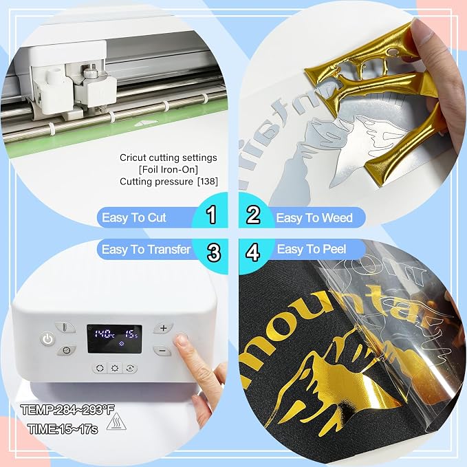 ROFISUESheet MetallicFoil HeatTransferVinyl 12Inch*6Ft BundleChrome HTV - Image 4