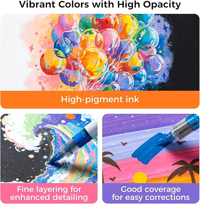 Ohuhu Acrylic Paint Markers Direct Liquid: 48 Pack Flexible Brush Tip Acrylic - Image 5