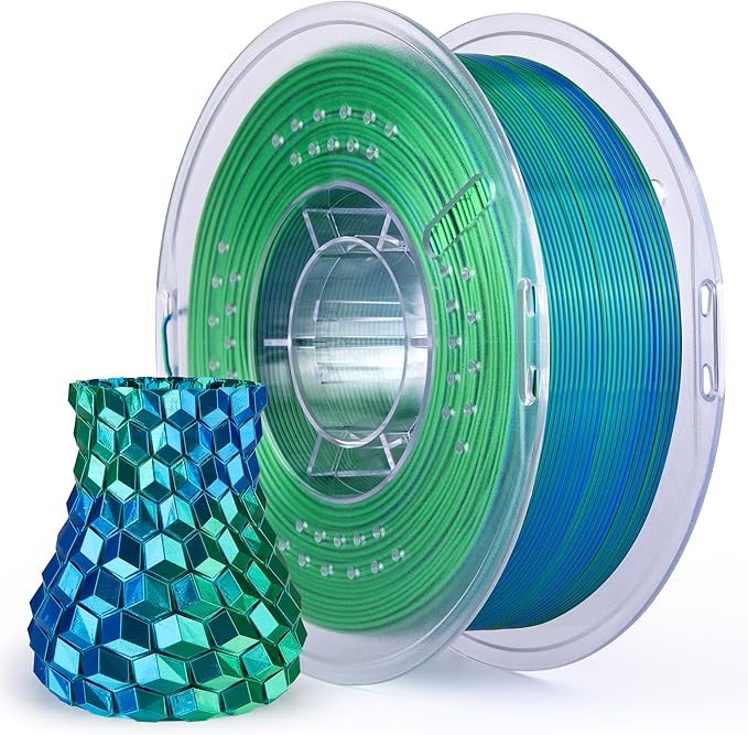 ELEGOO Silk PLA Filament 1.75mm Dual Color Blue Green 1KG, Shiny 3D Printer by ELEGOO