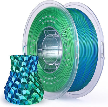 ELEGOO Silk PLA Filament 1.75mm Dual Color Blue Green 1KG, Shiny 3D Printer by ELEGOO