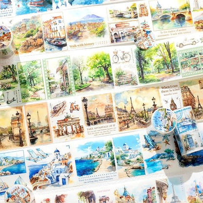 Washi Tape Set, 6 Rolls Landscape Tape Stickers by MisKepaa