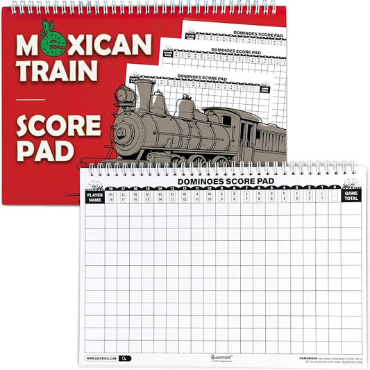 Extra Large Mexican Train Score Pads 11.3x7.9 in – 50-Page Mexican Train by Queensell