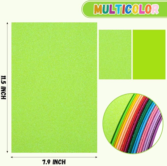 20 Pack Glitter EVA Foam Sheets Craft 8 x 12 inch, 20 Colors Sparkles Foam Paper - Image 2