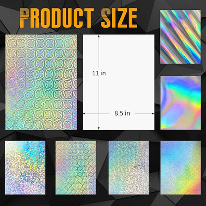 24 Sheets Holographic Cardstock 8.5 x 11in, 250gsm/92lb 6 Mixed Styles Metallic - Image 2