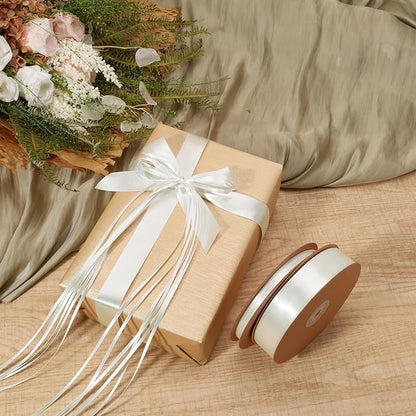 LaRibbons White Satin Ribbon 1 Inch 50 Yards Luxury Double Faced Silk Ribbon - Image 2