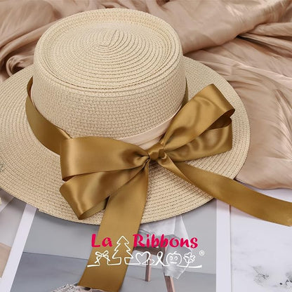 LaRibbons 1 1/2 Inch 50 Yard Double Faced Satin Ribbon, Pale Gold Satin Craft - Image 3