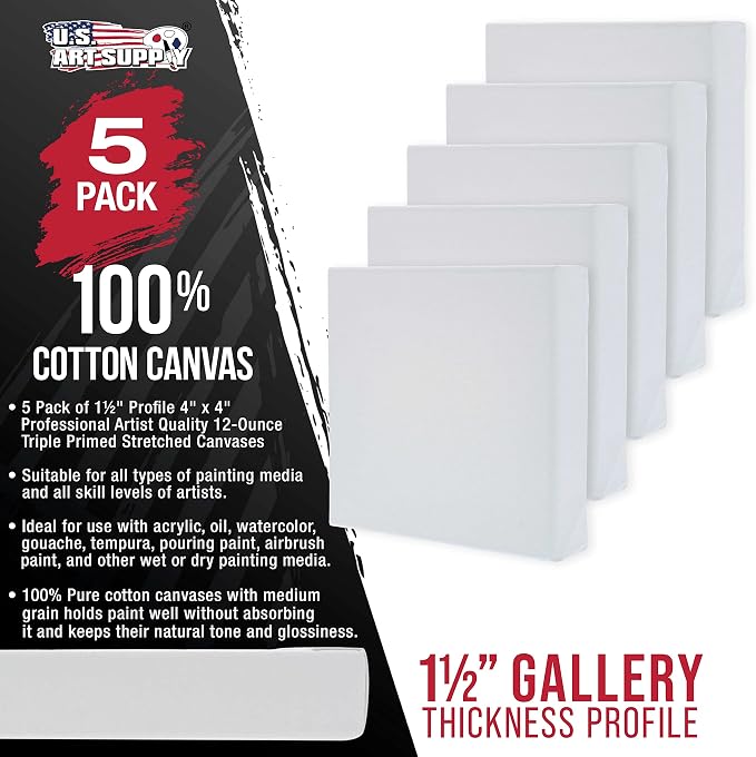 U.S. Art Supply 5-Pack Bulk Stretched Canvas - Image 2