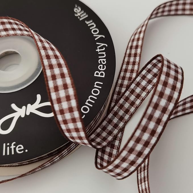 Brown Gingham Ribbon 25 Yards Christmas Ribbon - Image 7
