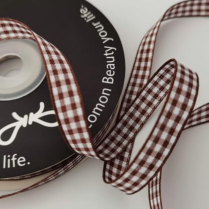 Brown Gingham Ribbon 25 Yards Christmas Ribbon - Image 7