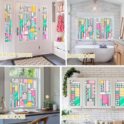 3D Stained Glass Window Privacy Film, Heat Control UV Blocking Static Cling - Image 7