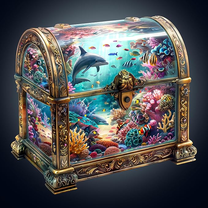 Wooden Puzzles for Adults, Treasure Chest Ocean Wooden Jigsaw Puzzle Unique by KAAYEEDirect