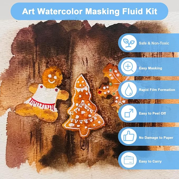Masking Fluid for Watercolor Painting, 30ml Watercolor Masking Fluid - Image 7