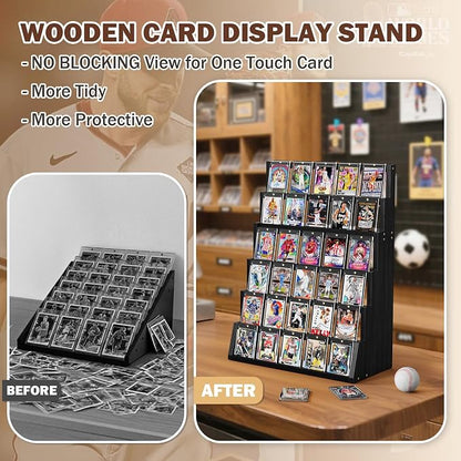 Emfogo Card Display Stand, 6-Tier Trading Card Display, Wood Detachable Graded - Image 3