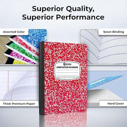 Rosmonde 12 Pack Bulk Composition Notebook Wide Ruled, 200 Pages, 9-3/4 x 7-1/2" - Image 2