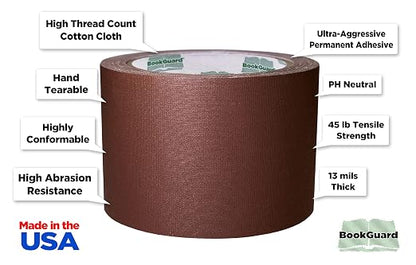 BookGuard 3 inch Premium Bookbinding Repair Cloth Tape, 15 Yard Roll - Image 2