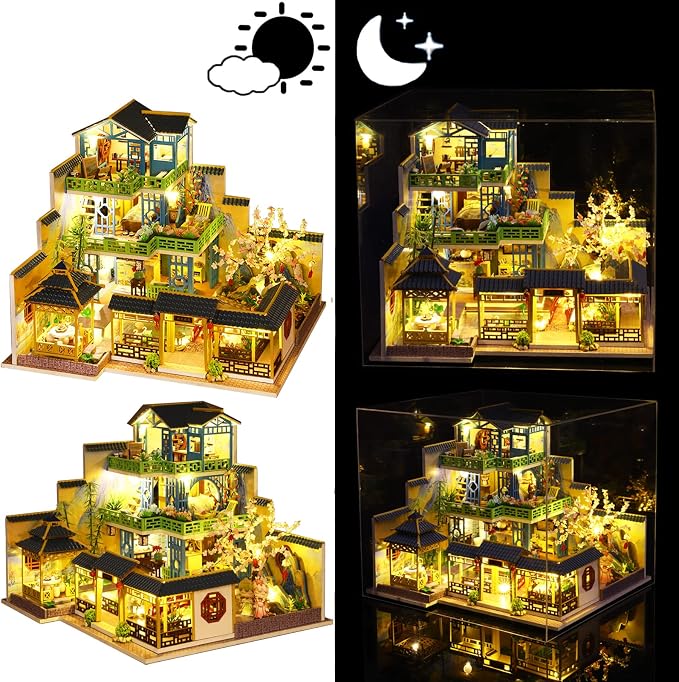 Spilay Dollhouse DIY Miniature Wooden Furniture Kit, Mini Handmade Big Castle - Image 3