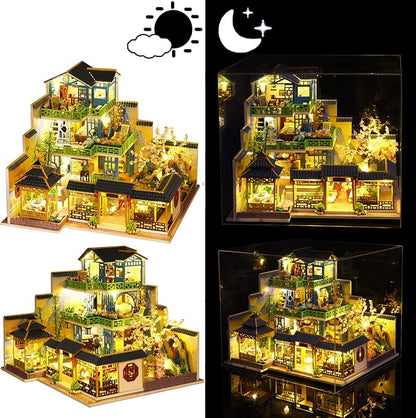 Spilay Dollhouse DIY Miniature Wooden Furniture Kit, Mini Handmade Big Castle - Image 3