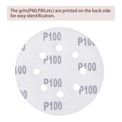 150pcs 100 Grit Sanding Discs, 5-Inch 8-Hole Sandpaper, - Image 5