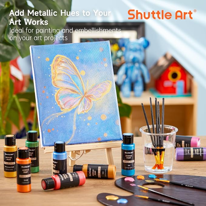 Shuttle Art 30 Colors Metallic Acrylic Paint, Artist Grade Metallic Paint in - Image 5