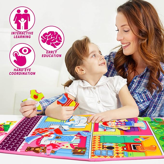 OKOOKO Dress Up House Felt Board 35PCS Double-Sided Foldable Dress Up Teaching - Image 5