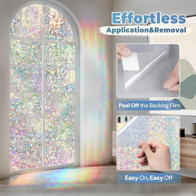 DOWELL Window Privacy Film Rainbow Film, Stained Glass Decorative Sticker - Image 4