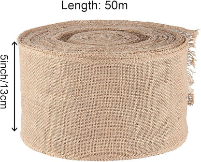 KINJOEK 5 Inch Wide 54 Yards Burlap Ribbon, Natural Jute Fabric Ribbon Crafts - Image 2