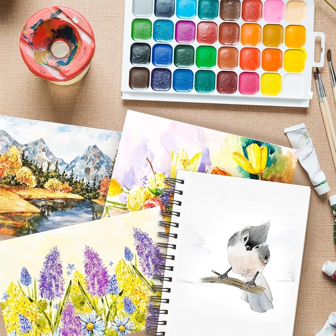 Funto Watercolor Pad 5.5x8.5, 3 Pack, 90 Sheets, 140lb/300gsm, Double-Sided - Image 7