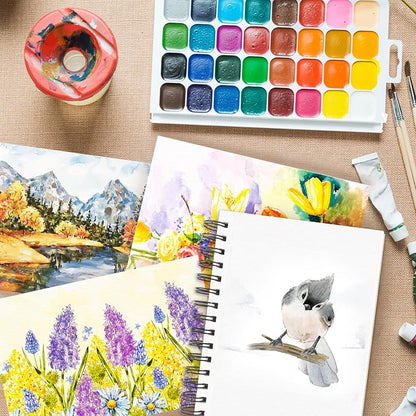 Funto Watercolor Pad 5.5x8.5, 3 Pack, 90 Sheets, 140lb/300gsm, Double-Sided - Image 7