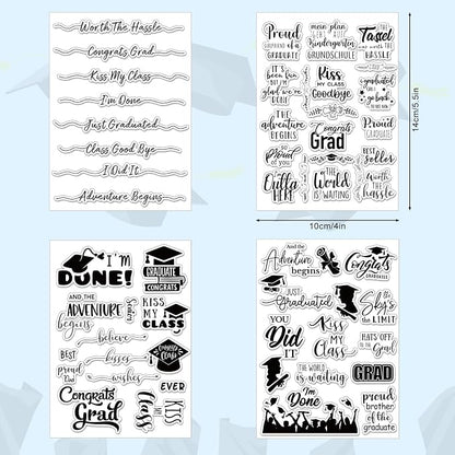 Whaline 4 Sheet Graduation Words Clear Stamps Congrats Grad Cap Silicone - Image 2