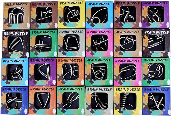 AHYUAN 24 Pack Metal Puzzles Brain Teaser IQ Wire Metal Puzzles - Image 4