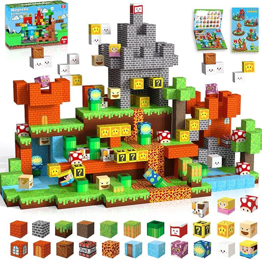 Magnetic Blocks-150 PCS Build Adventure Game Castle World Set by ToyUnited