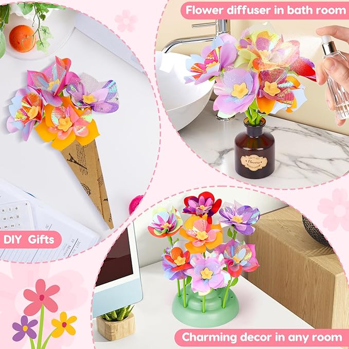 Arts and Crafts for Kids Girls Ages 4-8 6-8 8-12 Fabric Flower Bouquets Toys - Image 6