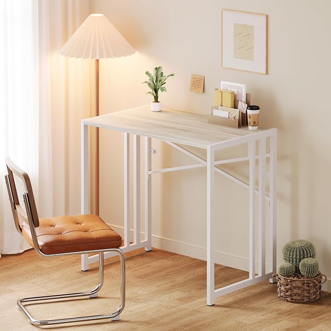 Small Folding Desk 35 inch, No Assembly Required Small Office Desk, Writing - Image 2