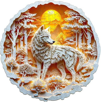 Wooden Puzzles for Adults, 3D Wolf Wooden Puzzles 290 Pieces, Unique Animal by Jollitot