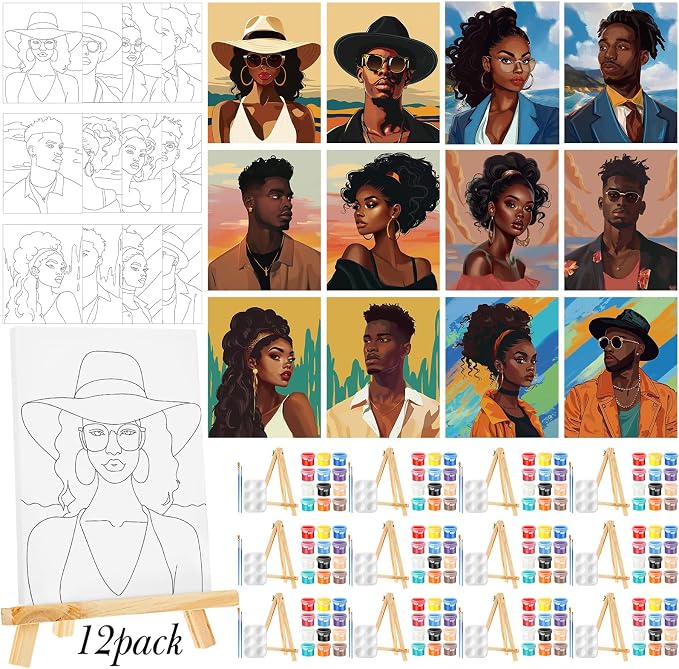Zhanmai 12 Pack Pre Drawn Canvas by Zhanmai