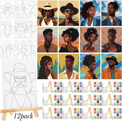 Zhanmai 12 Pack Pre Drawn Canvas by Zhanmai