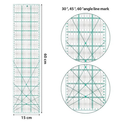 MANUFORE Quilting Ruler 15 x 60cm Sewing Acrylic Ruler Anti-Slip Metric Ruler - Image 2