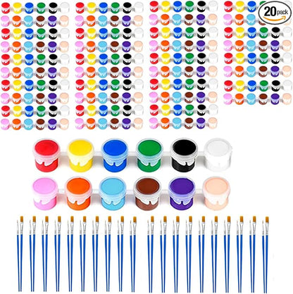 20 Pack Mini Acrylic Paint Set, 12 Colors Washable Paint Strips by OLINGYOU