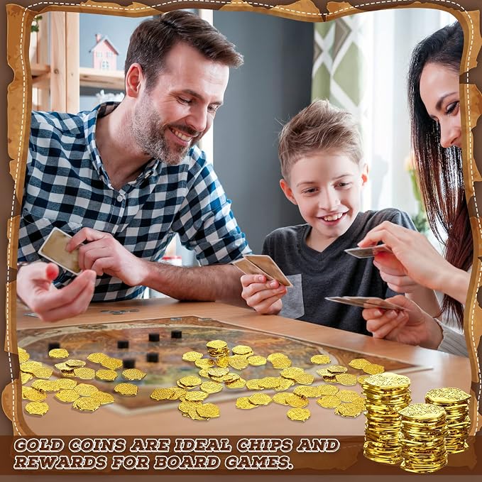 Hanaive 100 Pcs Pirate Coins Plastic Kids Fake Play Coins Replica Spanish - Image 6