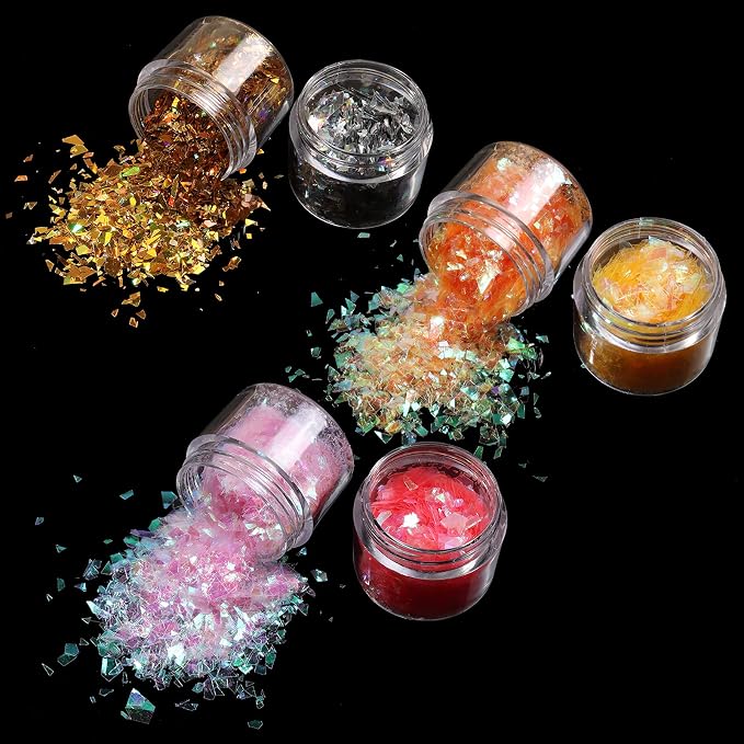 Allstarry 12 Colors Mermaid Nail Chunky Glitter Ultra-Thin Fluorescent Glass - Image 3