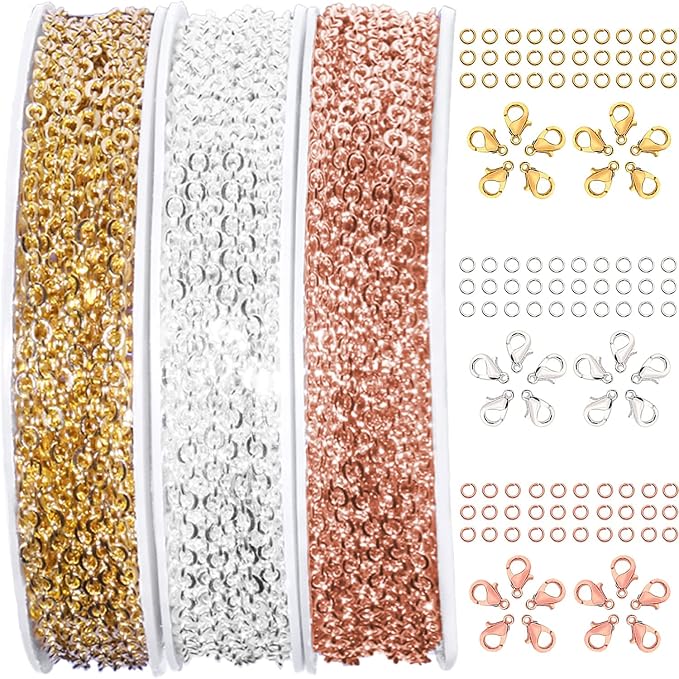 Jishi 30ft Jewelry Making Chains Bulk 2mm Necklace Chains, Jewelry Making by Jishi