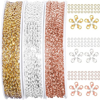 Jishi 30ft Jewelry Making Chains Bulk 2mm Necklace Chains, Jewelry Making by Jishi