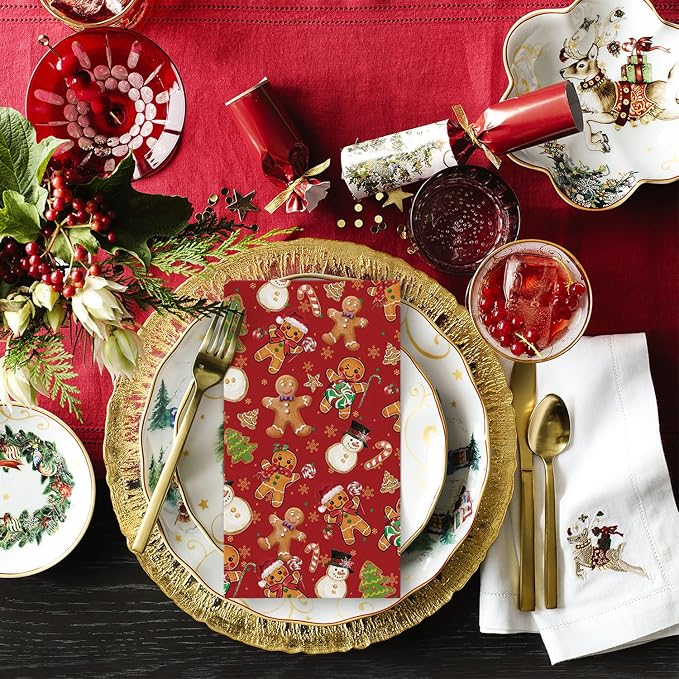 Horaldaily 100 Christmas Disposable Paper Decorative Guest Napkins, Gingerbread - Image 4